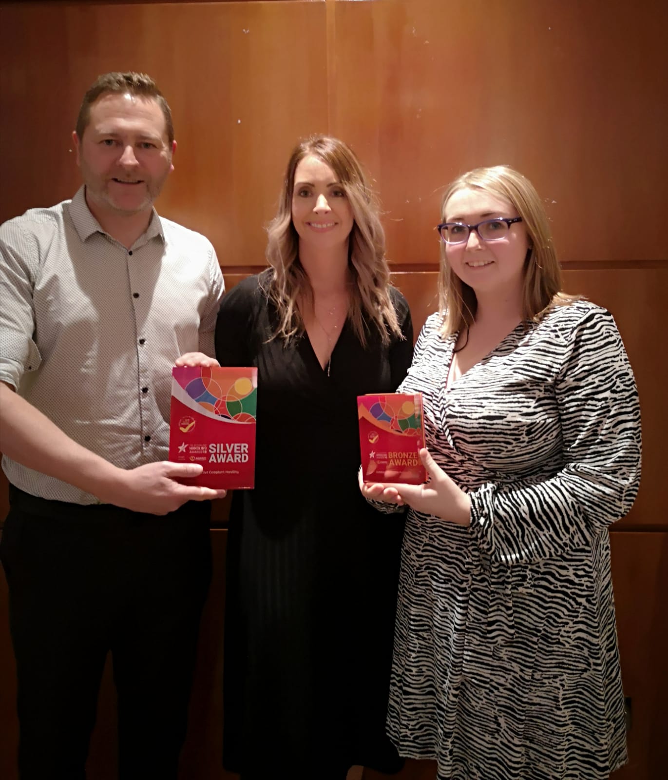 Mark Crawford, Noleen Charnley and Laurie Brown of The Consumer Council at the UK Complaints Handling Awards