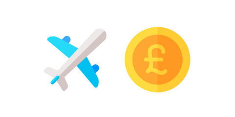 picture of plane and pound coin
